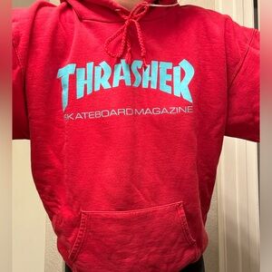 Red/teal Thrasher hoodie